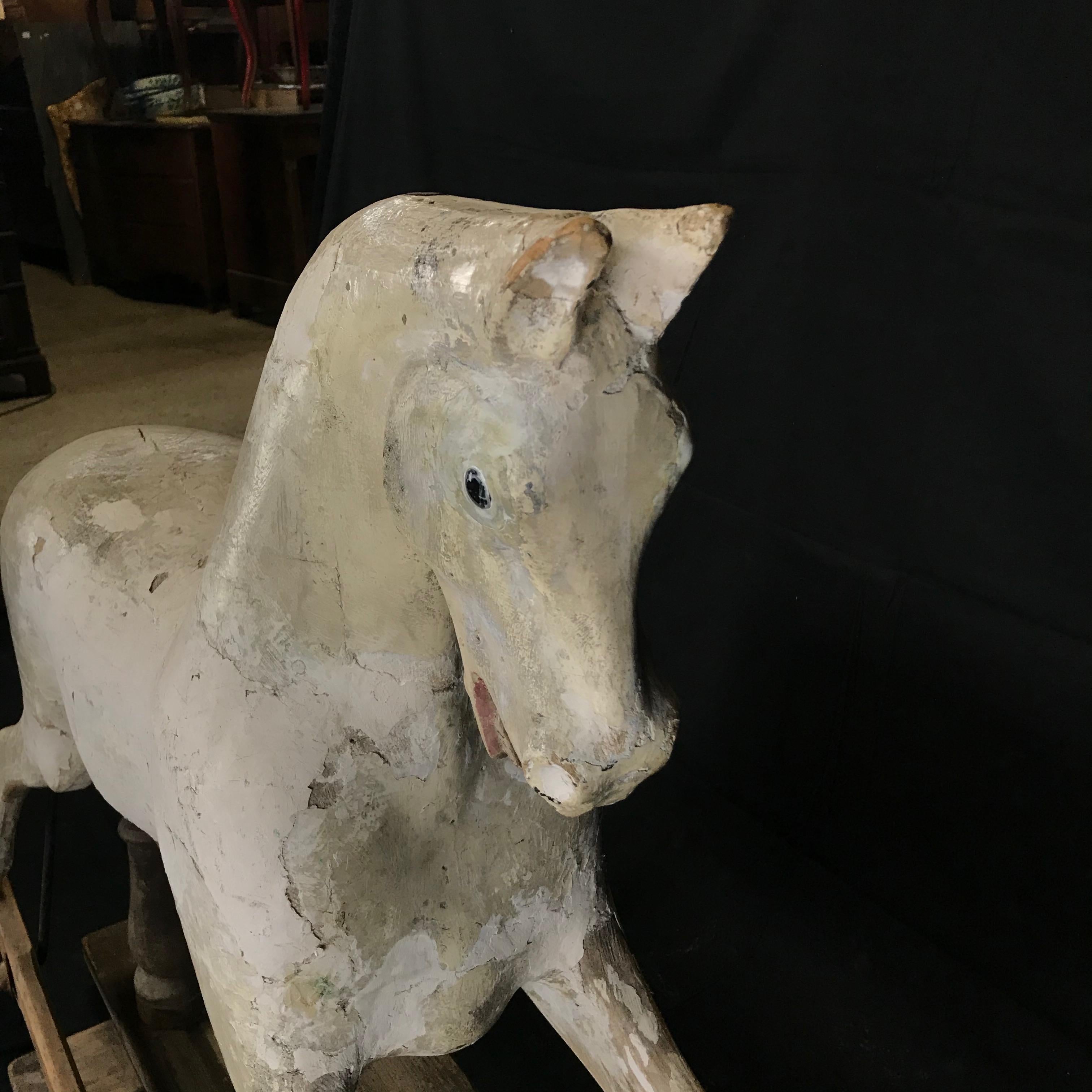 Early Large British Carved and Painted Wood Merry-Go-Round Carousel Horse 2