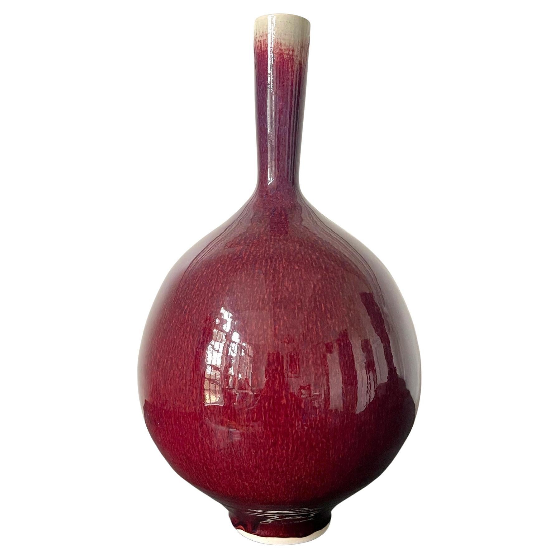 Early Large Ceramic Vase with Sang-de-boeuf Glaze by Brother Thomas Bezanson For Sale