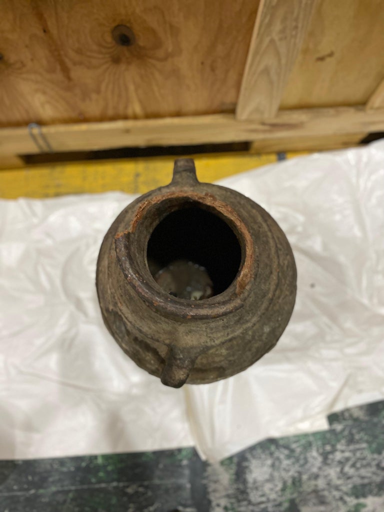 Early Large Egyptian Terracotta Pot Fragment with Arms For Sale at 1stDibs