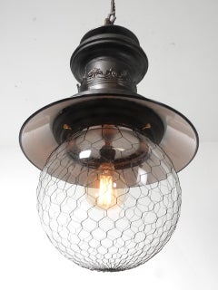 Early Large Globe Street Lamp Chandelier