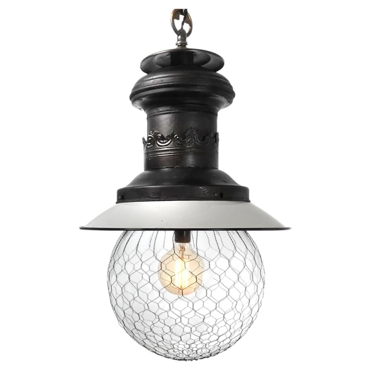 Early Large Globe Street Lamp Chandelier