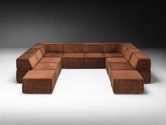Early Large-Scaled Modular 'Trio' Sofa in Brown Plush Fabric by COR