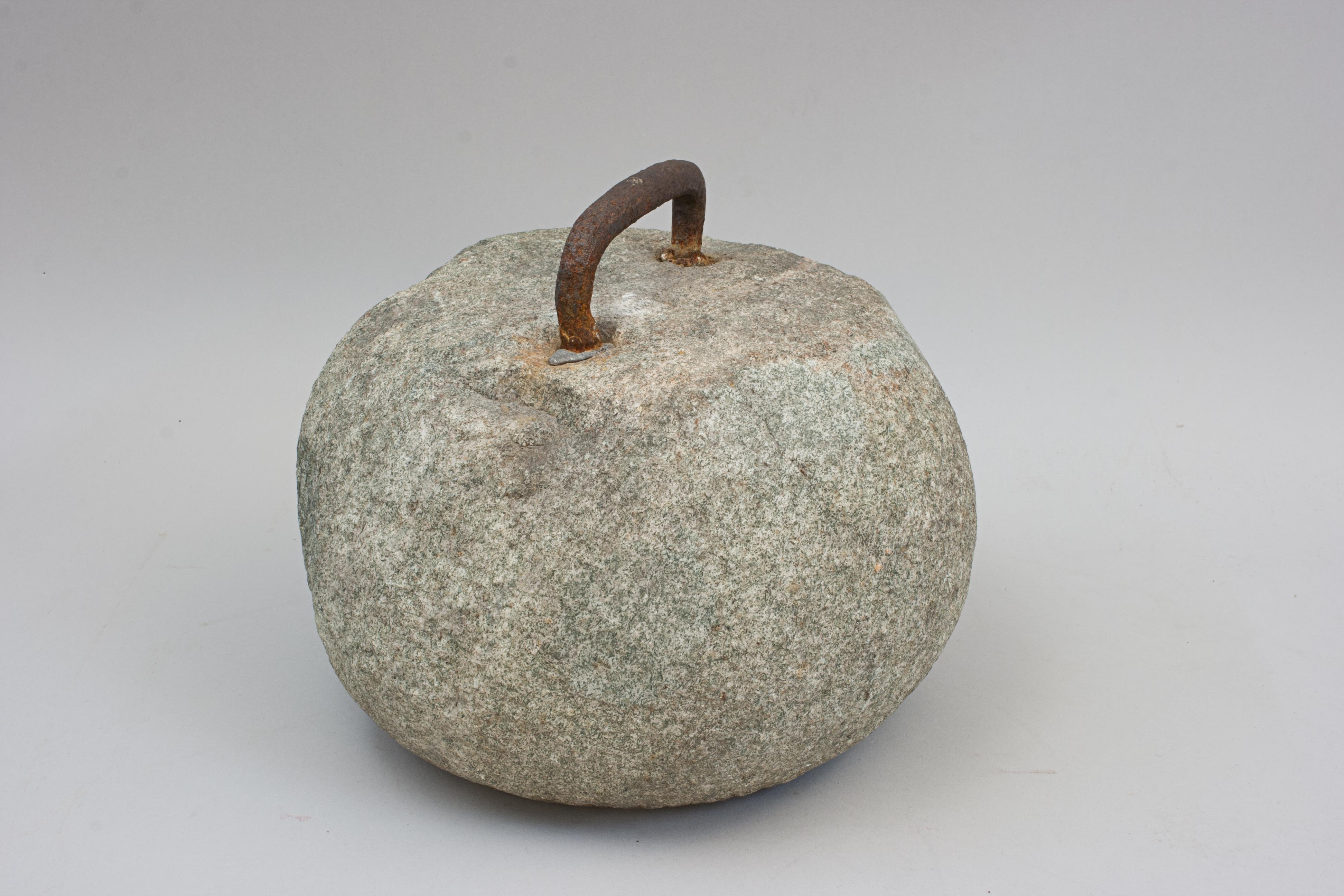 Granite Early Large Single-soled Curling Stone With Hoop Handle For Sale