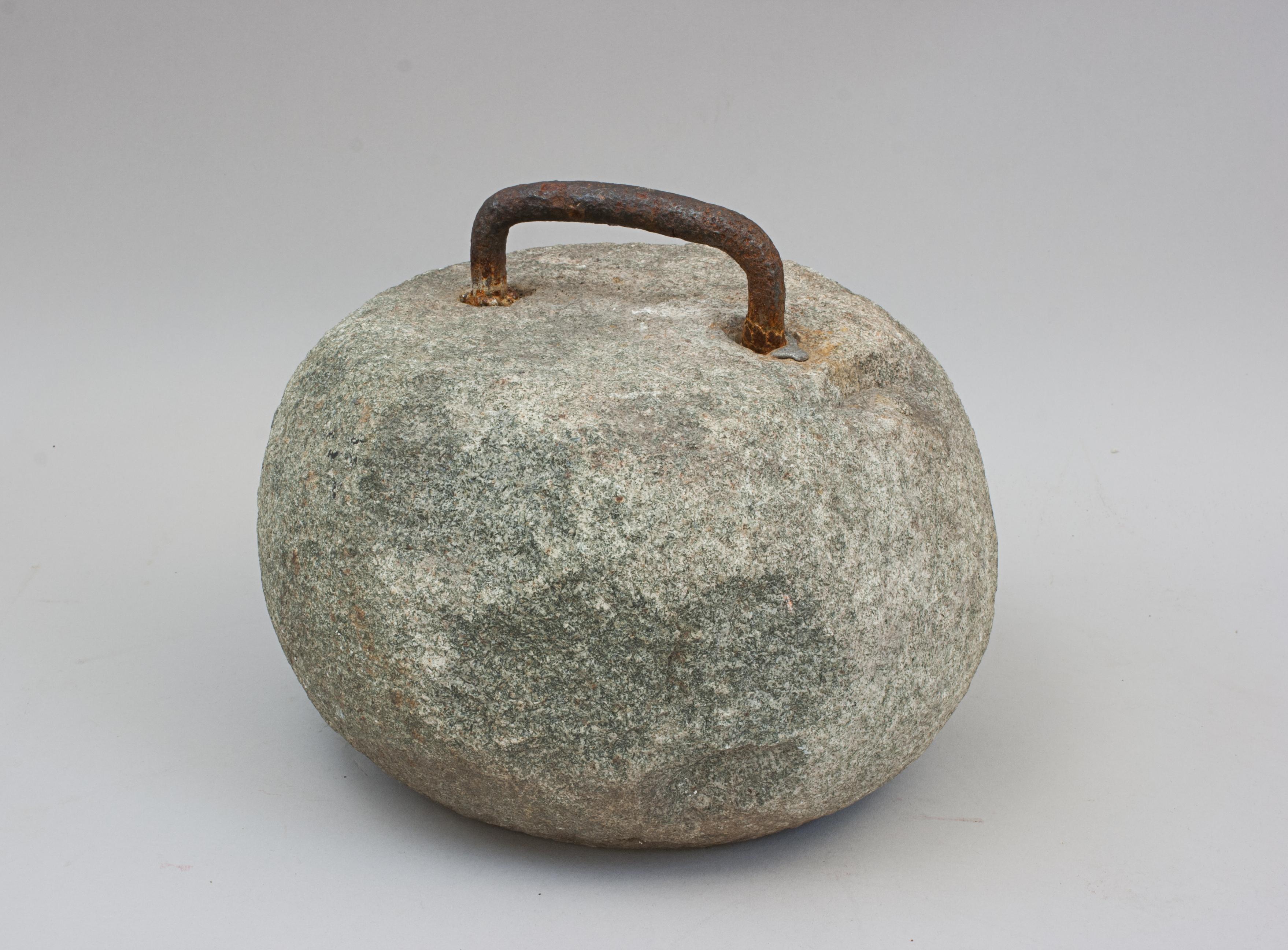 Early Large Single-soled Curling Stone With Hoop Handle For Sale 1