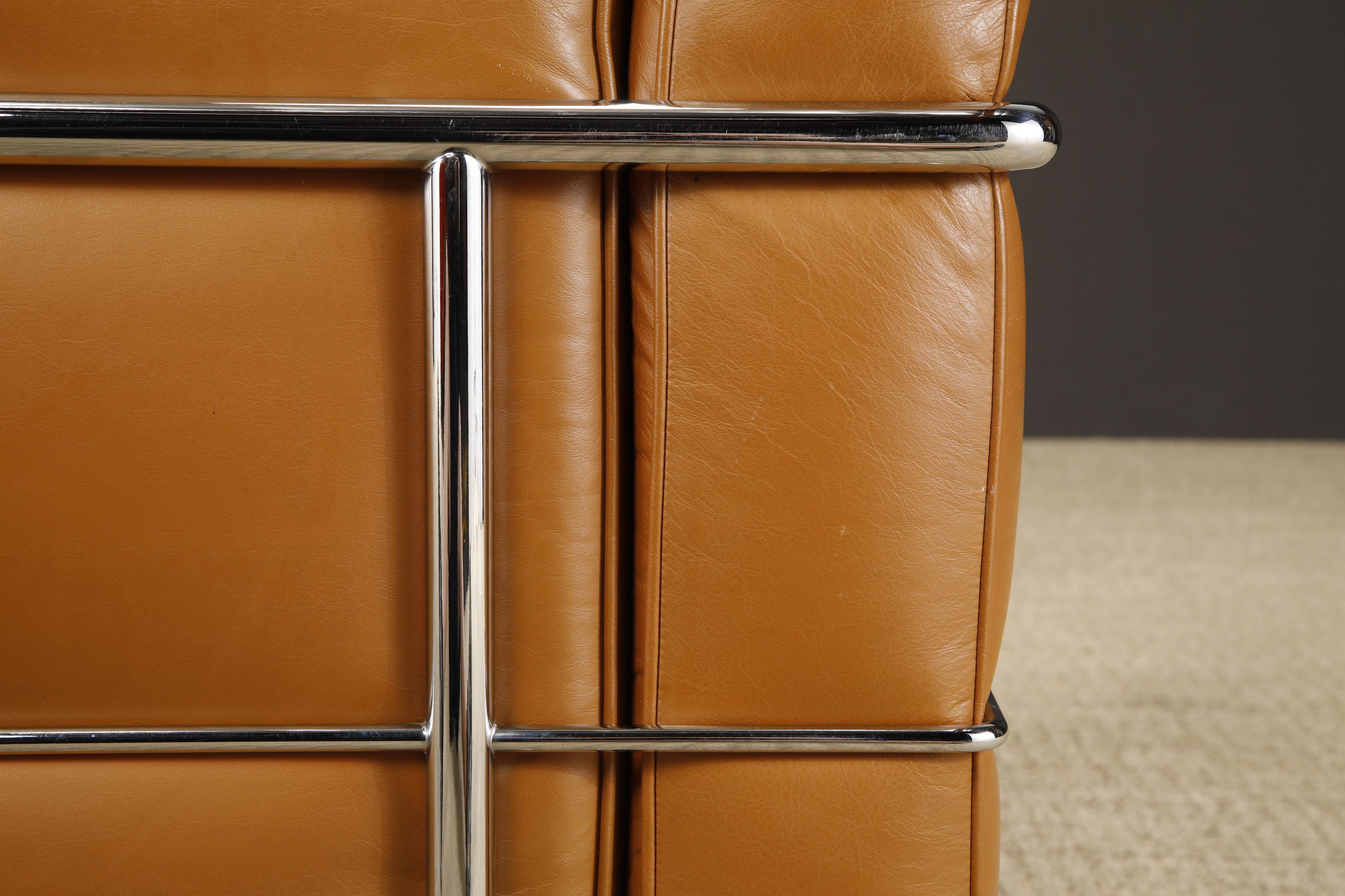 Early 'LC3' Club Chairs in Cognac Leather by Le Corbusier for Cassina, Signed 6