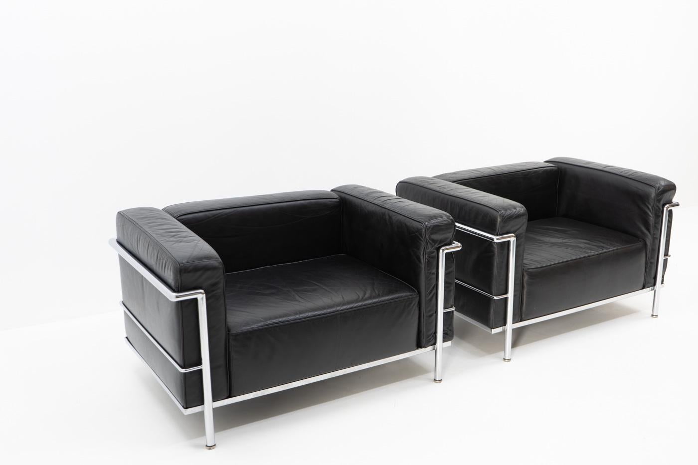 Early LC3 Lounge Chairs, Le Corbusier by Cassina, 1970s For Sale 4