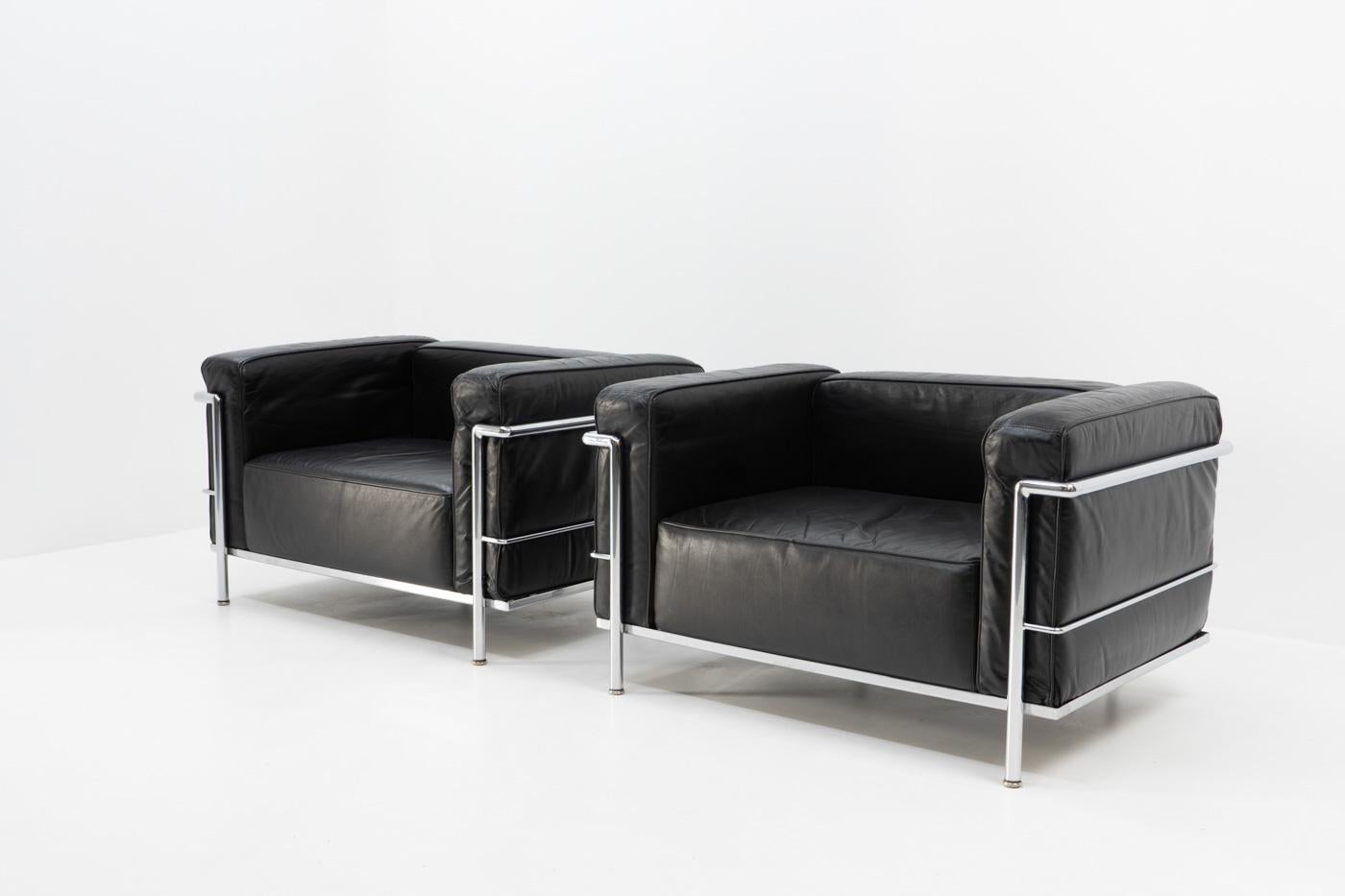 Early LC3 Lounge Chairs, Le Corbusier by Cassina, 1970s For Sale 6