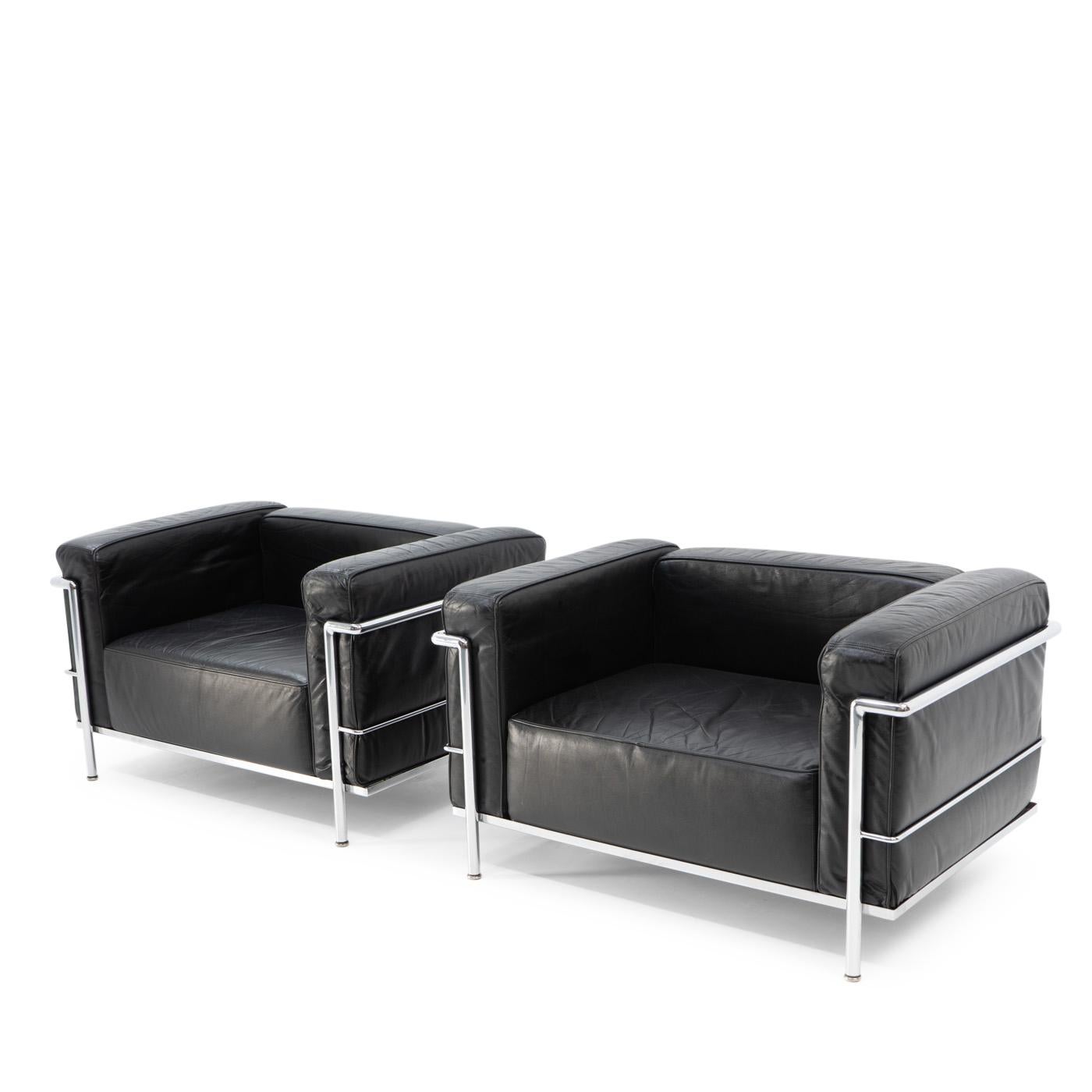 Early LC3 Lounge Chairs, Le Corbusier by Cassina, 1970s For Sale 7