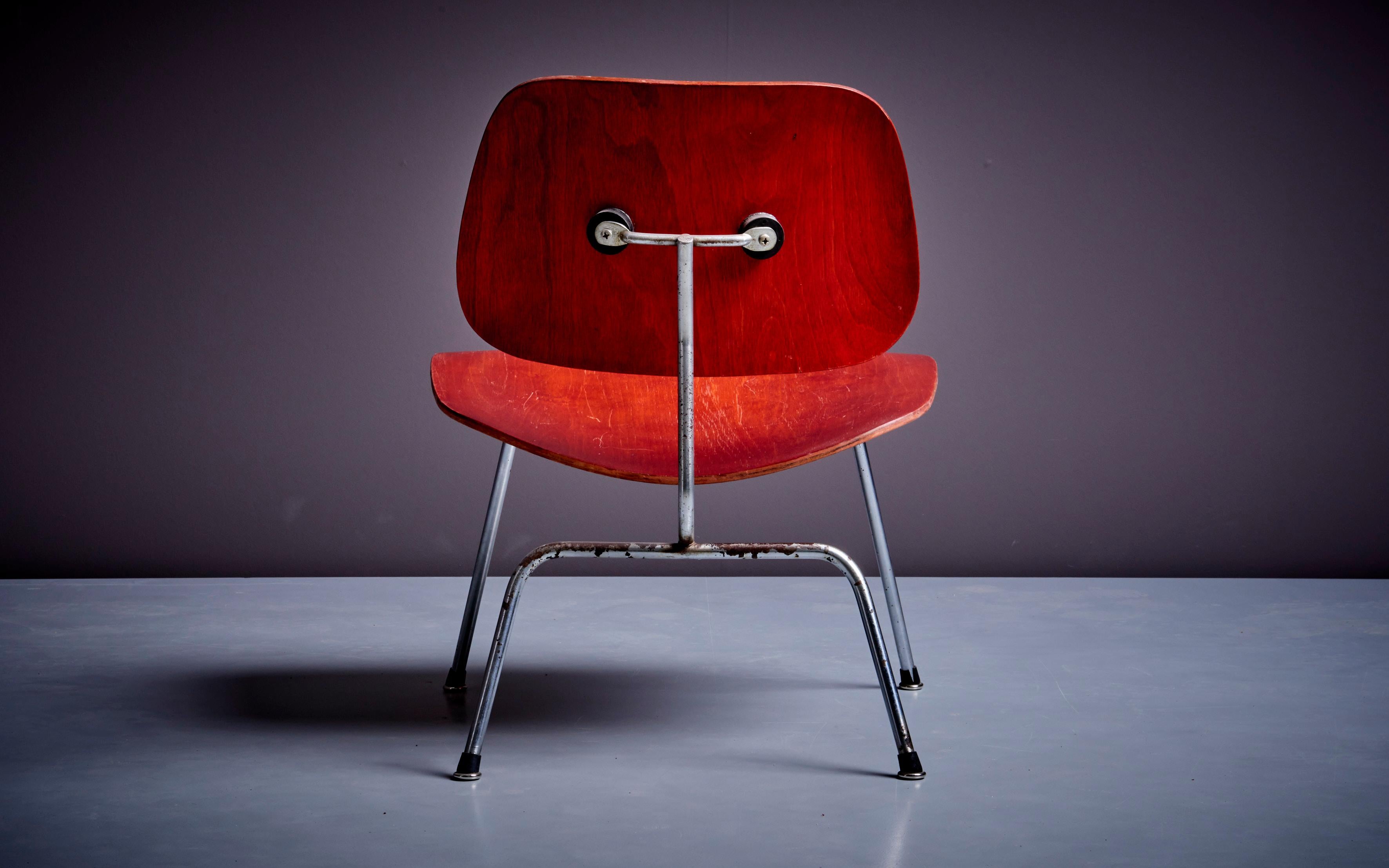 Dyed Early LCM Chair in Rare Aniline Red by Charles Eames for Herman Miller