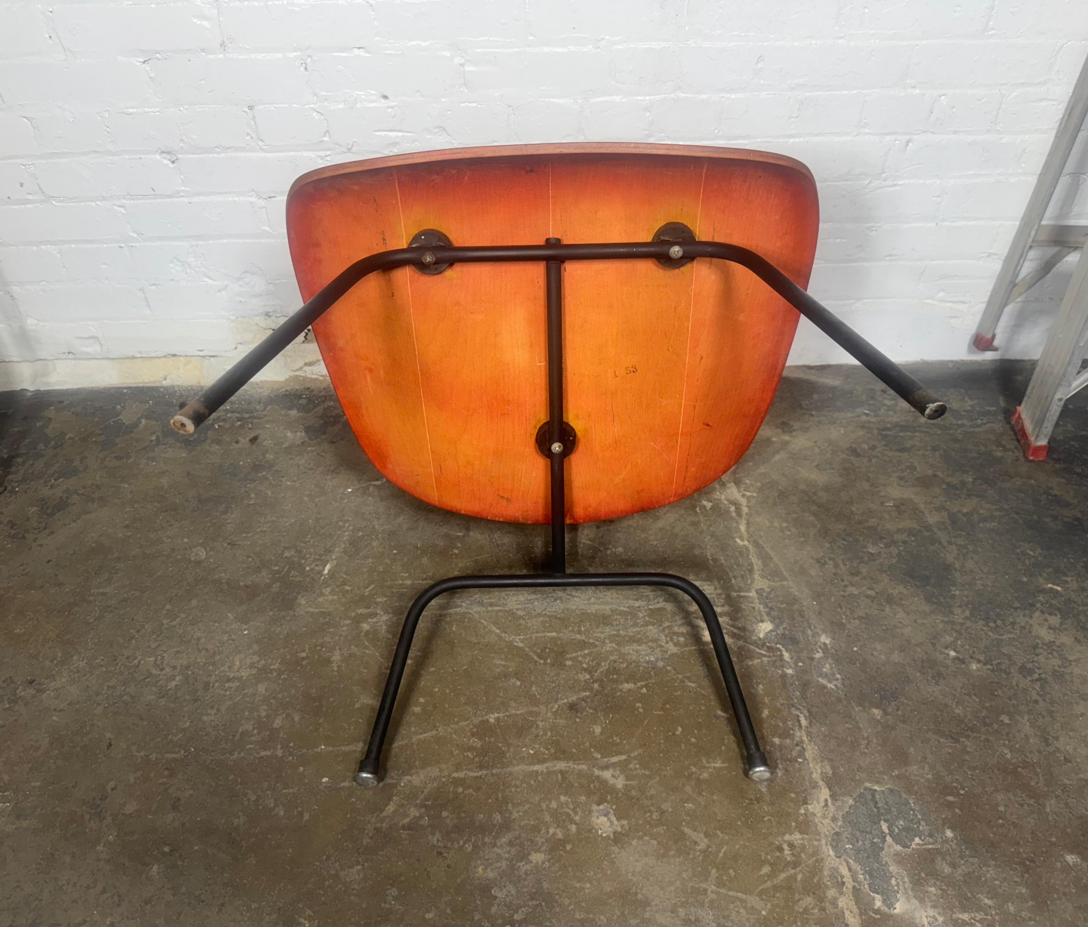 Molded Early LCM Red Aniline Dyed by Charles Eames for Herman Miller For Sale