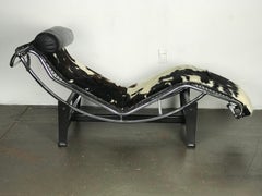 Early Le Corbusier LC4 Style Chaise with Cowhide