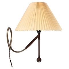 Early Le Klint Table + Wall Lamp 306 by Kaare Klint, Brass + Paper Shade 1940s