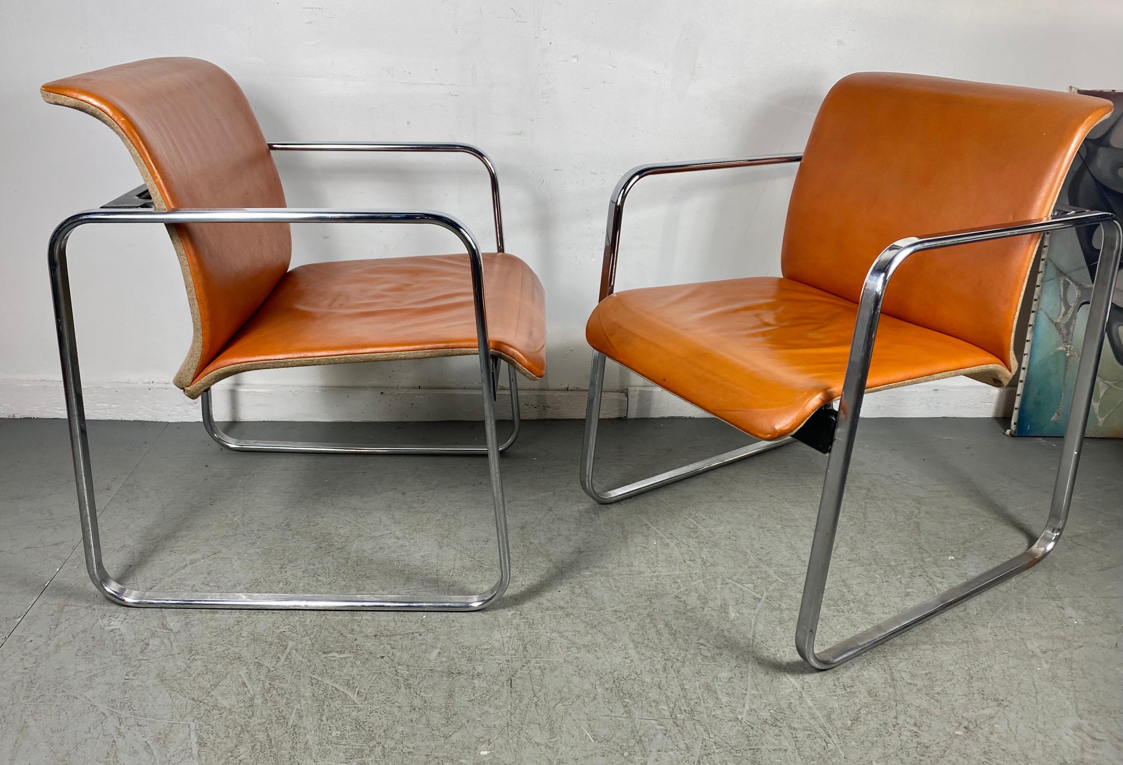 Early Leather & Chrome Tubular Chairs by Peter Protzman for Herman Miller 2