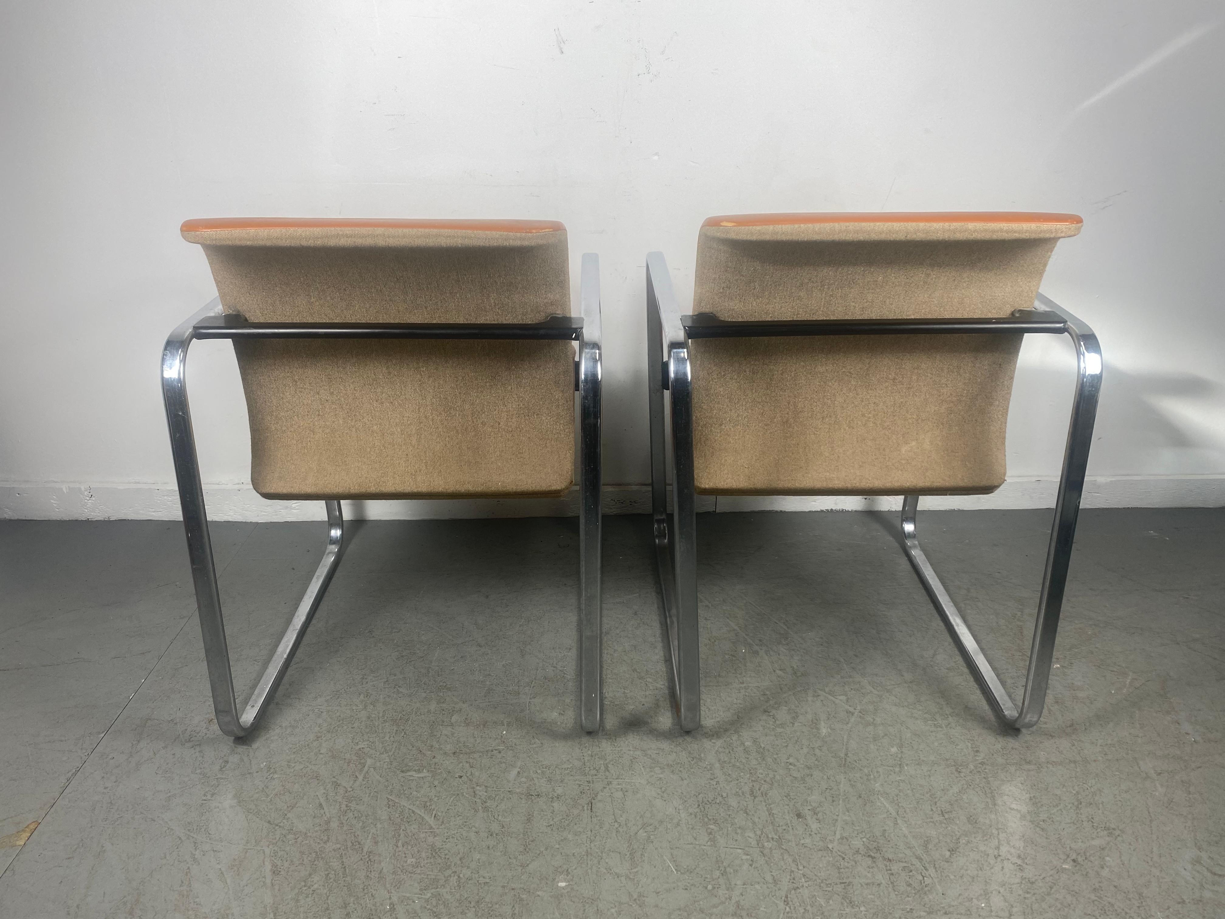 American Early Leather & Chrome Tubular Chairs by Peter Protzman for Herman Miller