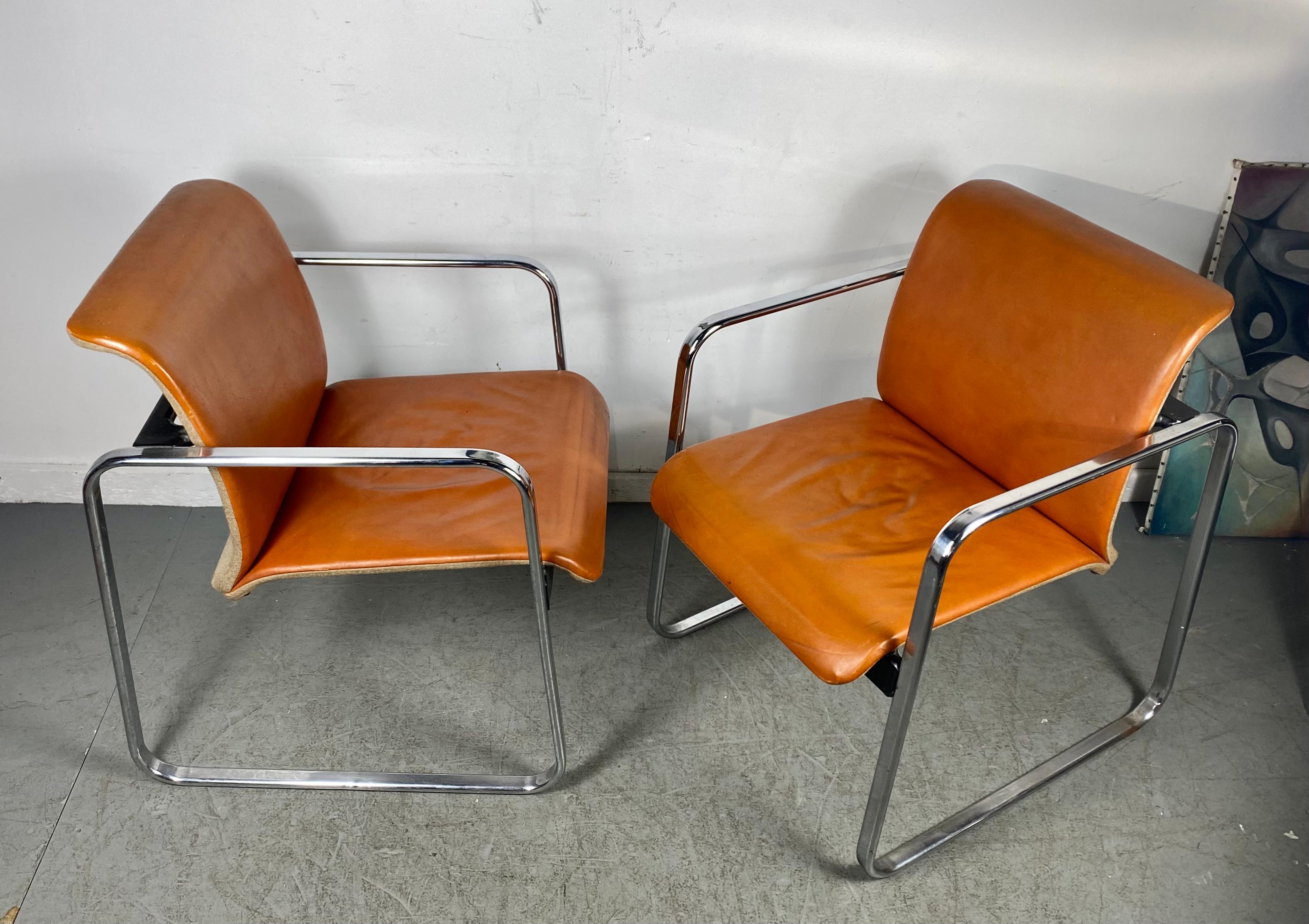 Early Leather & Chrome Tubular Chairs by Peter Protzman for Herman Miller 1