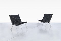 Fauteuils de salon PK22 en cuir ancien de Poul Kjearholm pour E. Kold Christensen