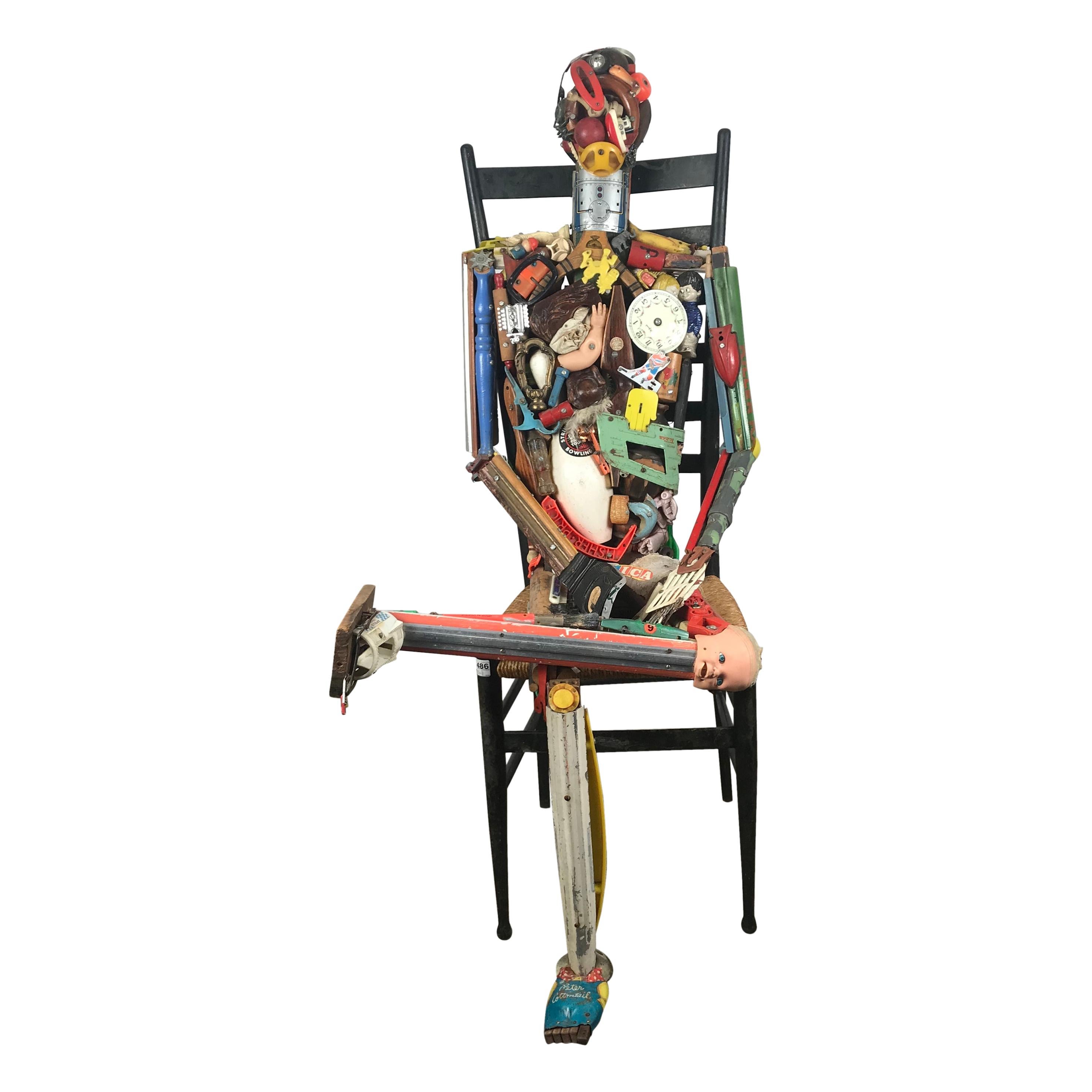 Frühe Leo Sewell Assembledge, Skulptur, sitzende männliche Figur
