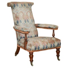 EARLY LIBERTYS IANTHE FABIC ANTIQUE VICTORIAN CIR 1860 LIBRARY READING ARMCHAiR