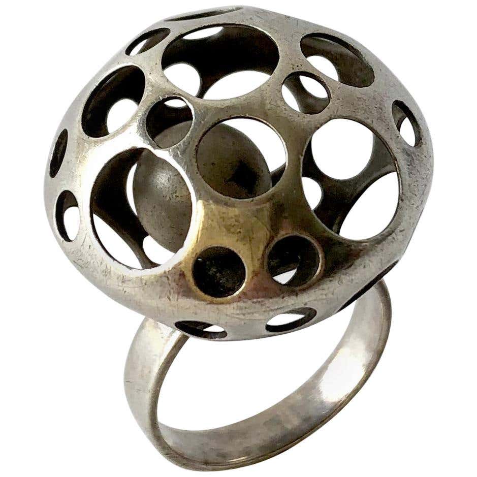 Hans Hansen Sterling Silver Scandinavian Kinetic Ring at 1stDibs