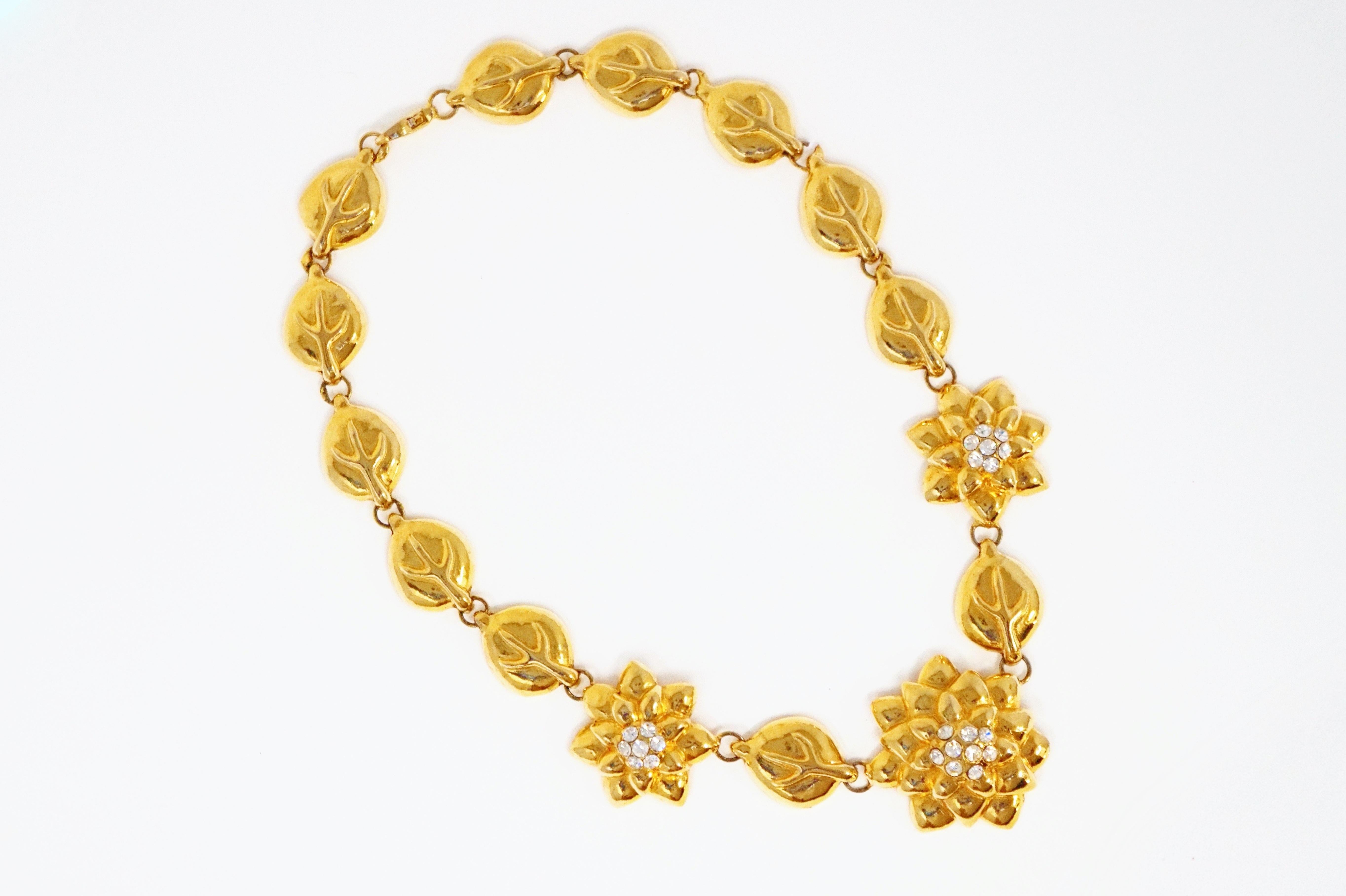 Frühes Lorenz Baumer Set aus vergoldeter floraler Halskette und Ohrringen, signiert, 1980er Jahre im Angebot 3