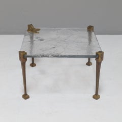 early Lothar Klute forged bronze table with cast glass