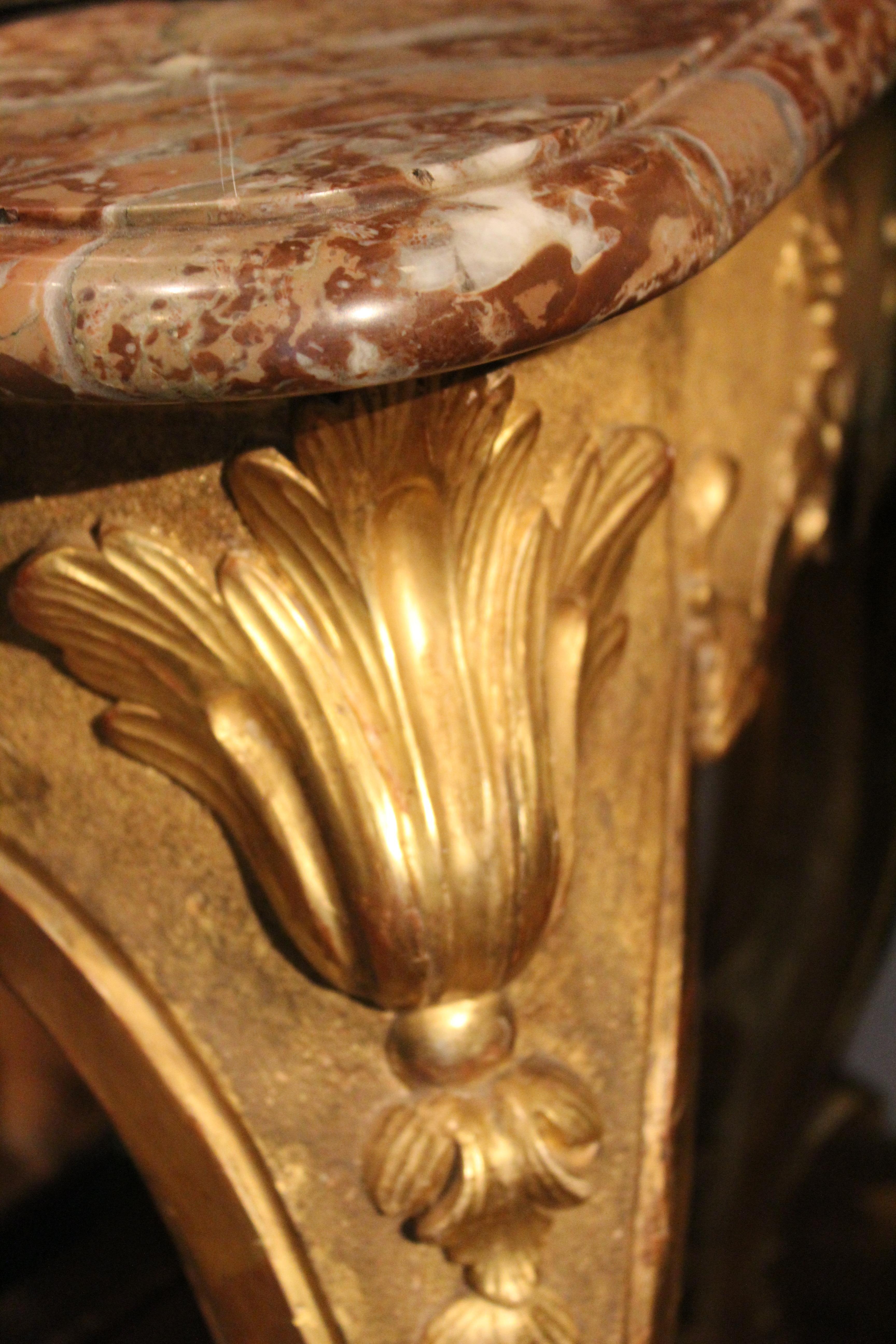 Early Louis XV Giltwood and Marble Console, circa 1740 For Sale 2