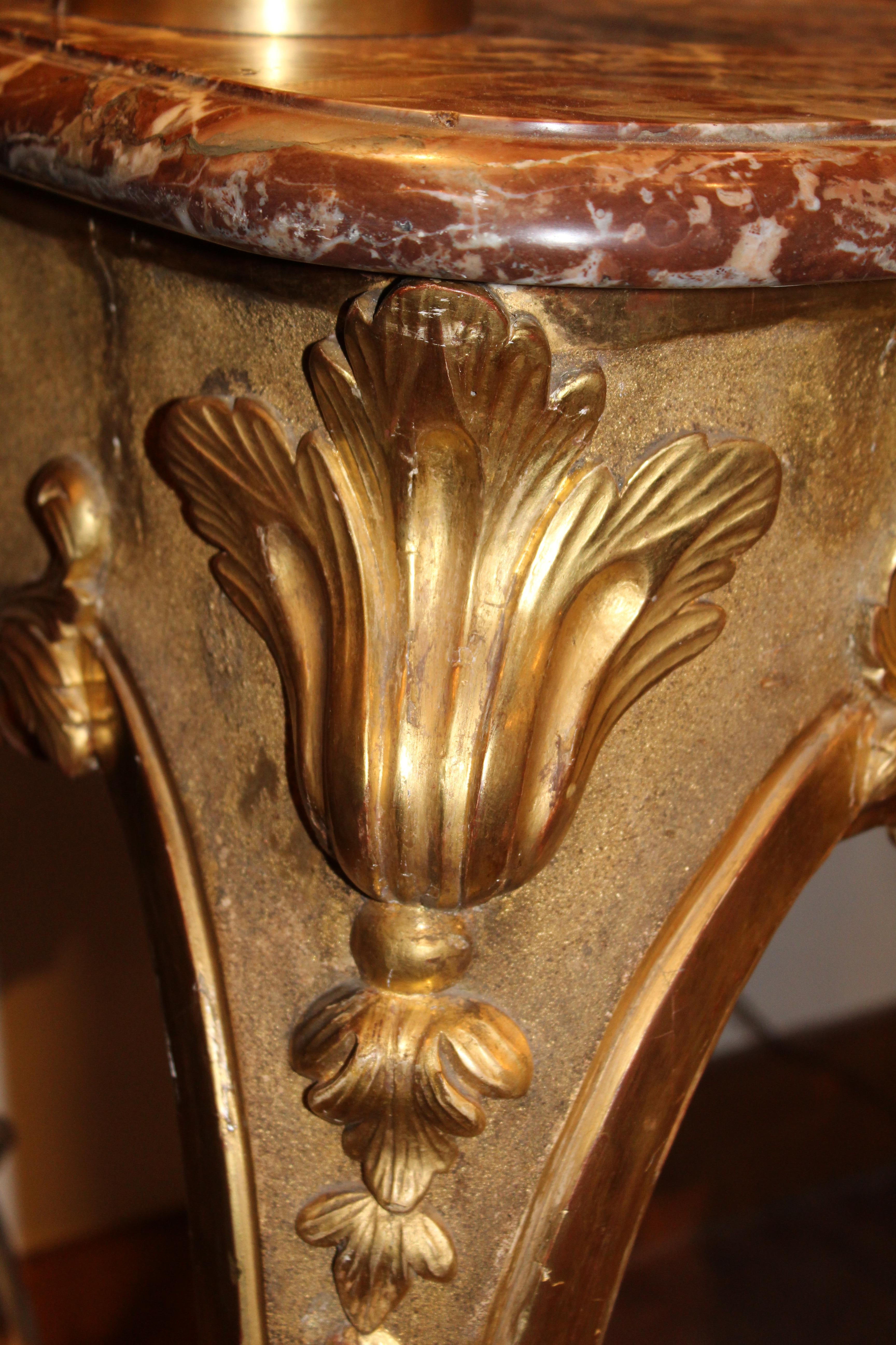 Early Louis XV Giltwood and Marble Console, circa 1740 For Sale 3