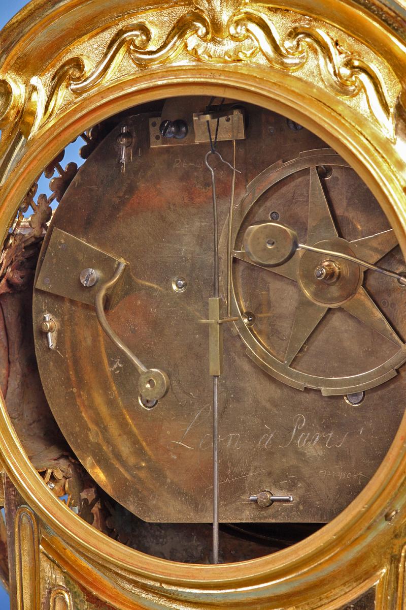 Orologio da tavolo francese Luigi XVI di Leon A Paris, in ormolu In condizioni buone in vendita a Greenlawn, NY