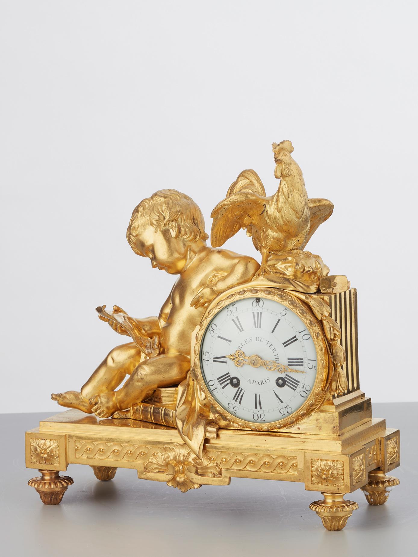 Charles Du Tetre in Paris. Einer der berühmtesten Pariser Uhrmacher aus der zweiten Hälfte des achtzehnten Jahrhunderts. Uhrmachermeister seit 1758. Er lieferte viele Uhren an die königliche Familie und andere wichtige Familien. Das Uhrwerk ist auf