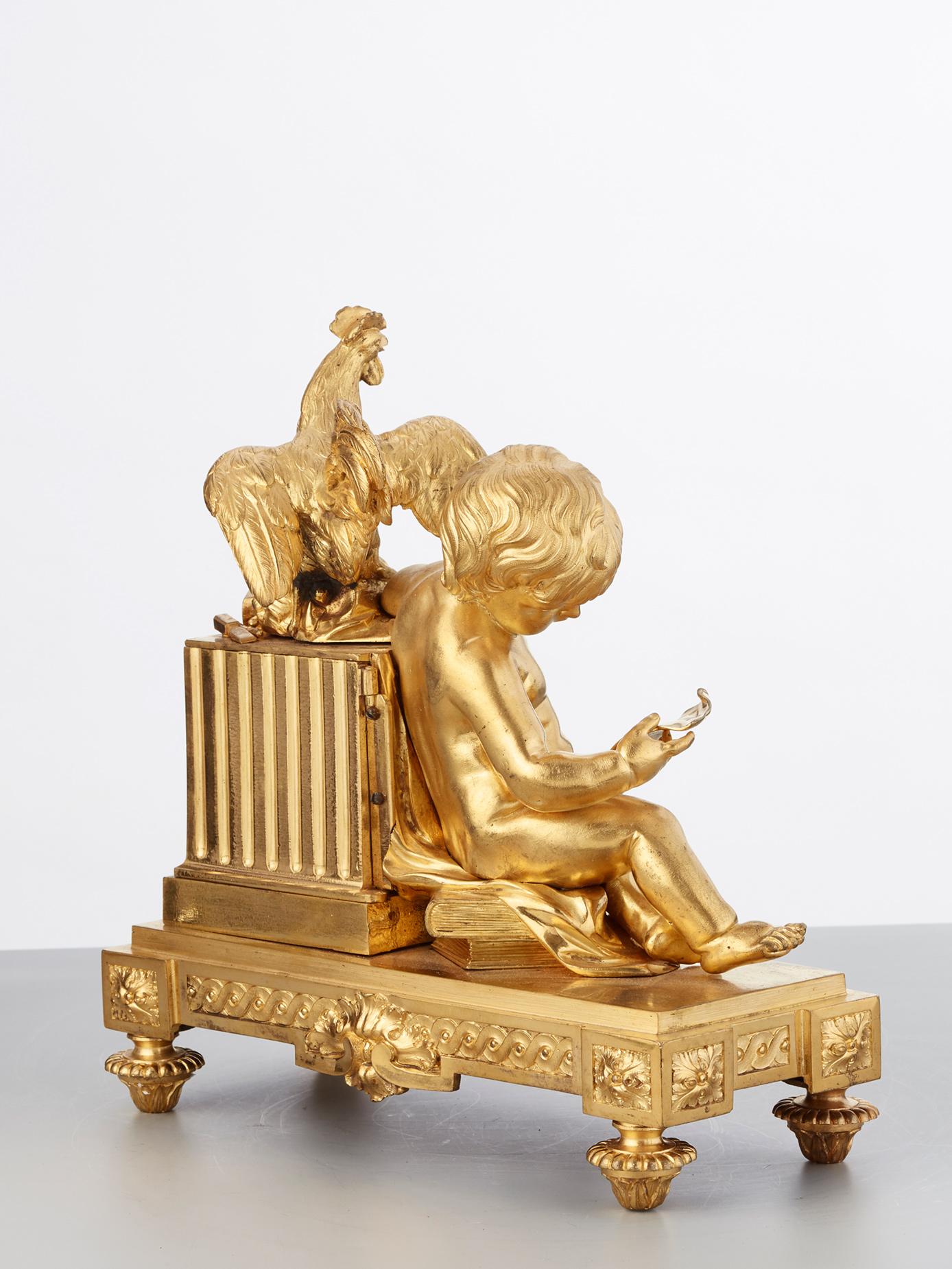 Gilt Early Louis XVI pendule  For Sale
