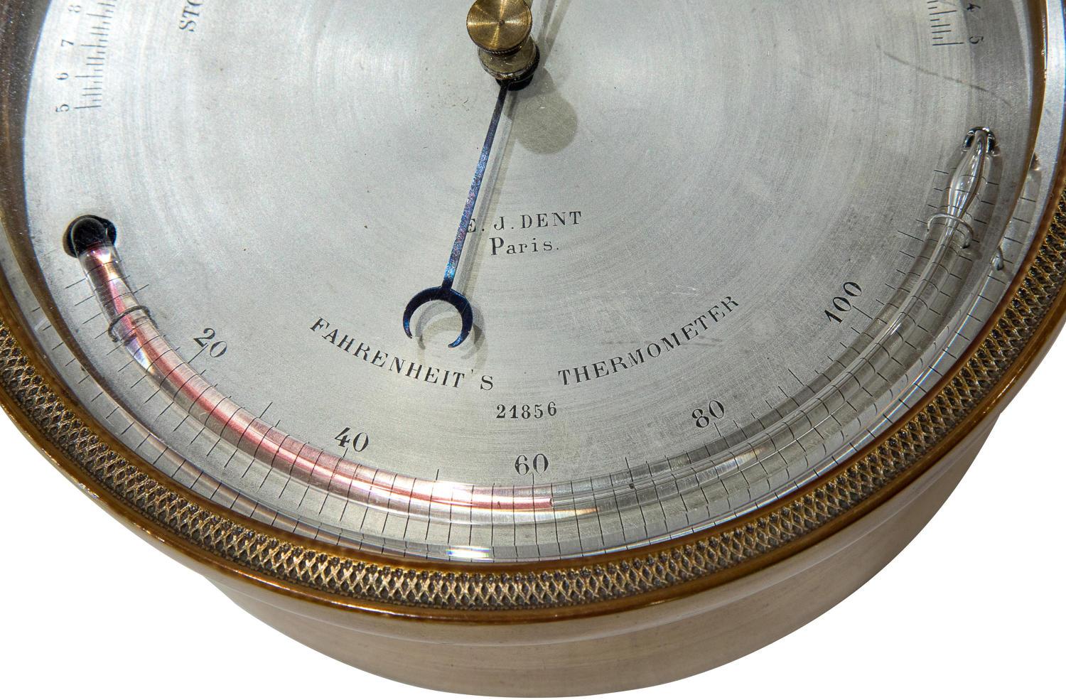 Early Lucien Vidi Brass Cased Aneroid Barometer In Good Condition In Salisbury, GB