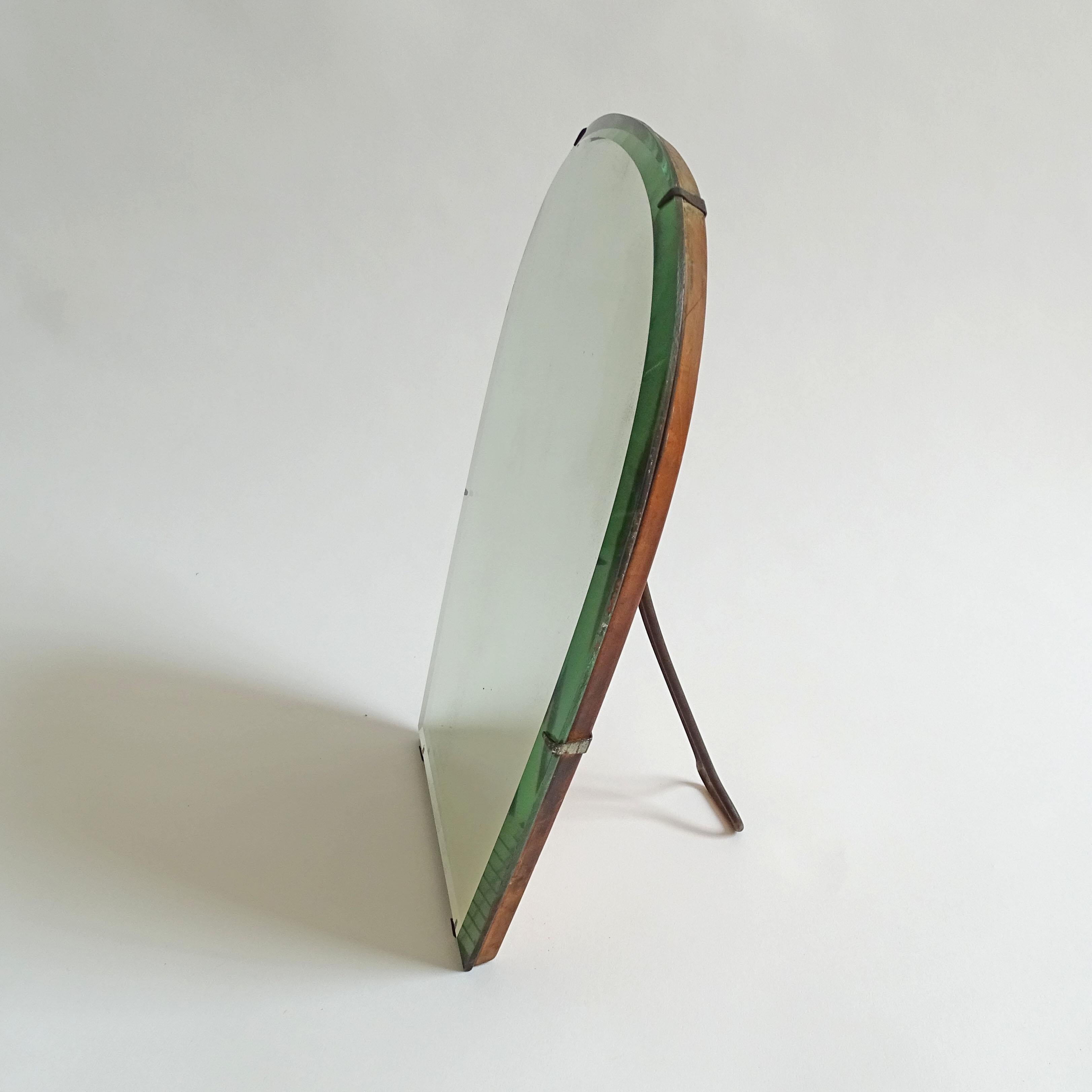 Früher Luigi Fontana & C.-Tischspiegel aus Glas und Holz, Italien 1920er Jahre im Zustand „Gut“ im Angebot in Milan, IT