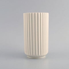 Early Lyngby Porcelain Vase with Fluted Body, Dated 1936-1940