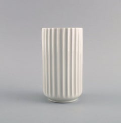 Early Lyngby porcelain vase with fluted body. Mid-20th century.