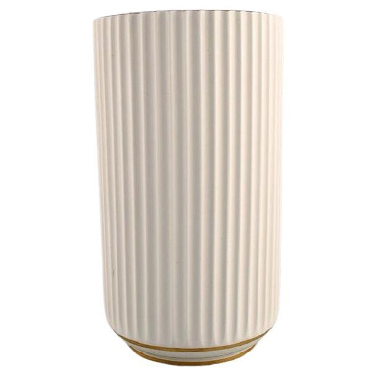 Early Lyngby Porcelain Vase with Gold Decoration, Dated 1936-1940 For Sale  at 1stDibs