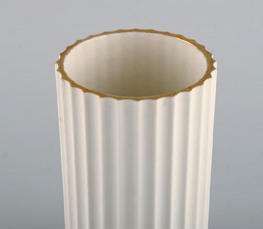 Art Deco Early Lyngby Porcelain Vase with Gold Decoration, Dated 1936