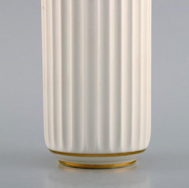 Early Lyngby Porcelain Vase with Gold Decoration, Dated 1936 In Excellent Condition In Copenhagen, DK
