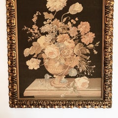 Early Machine Loom Floral Italian Tapestry in Mid-20th Century Giltwood Frame