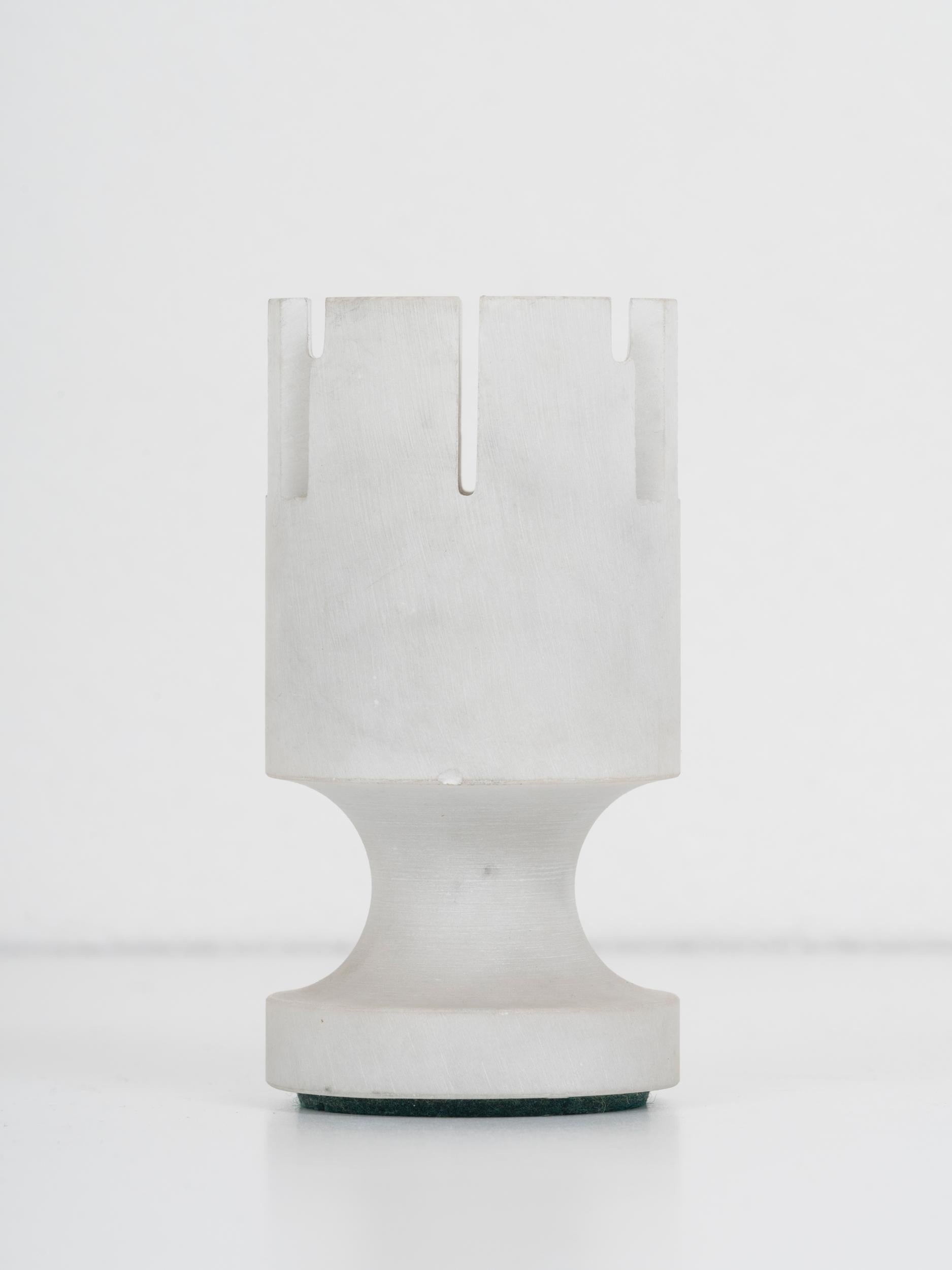 Iconic and rare letter holder by the Italian design master Enzo Mari, in white marble, designed in 1960 and produced for a short period by Danese.