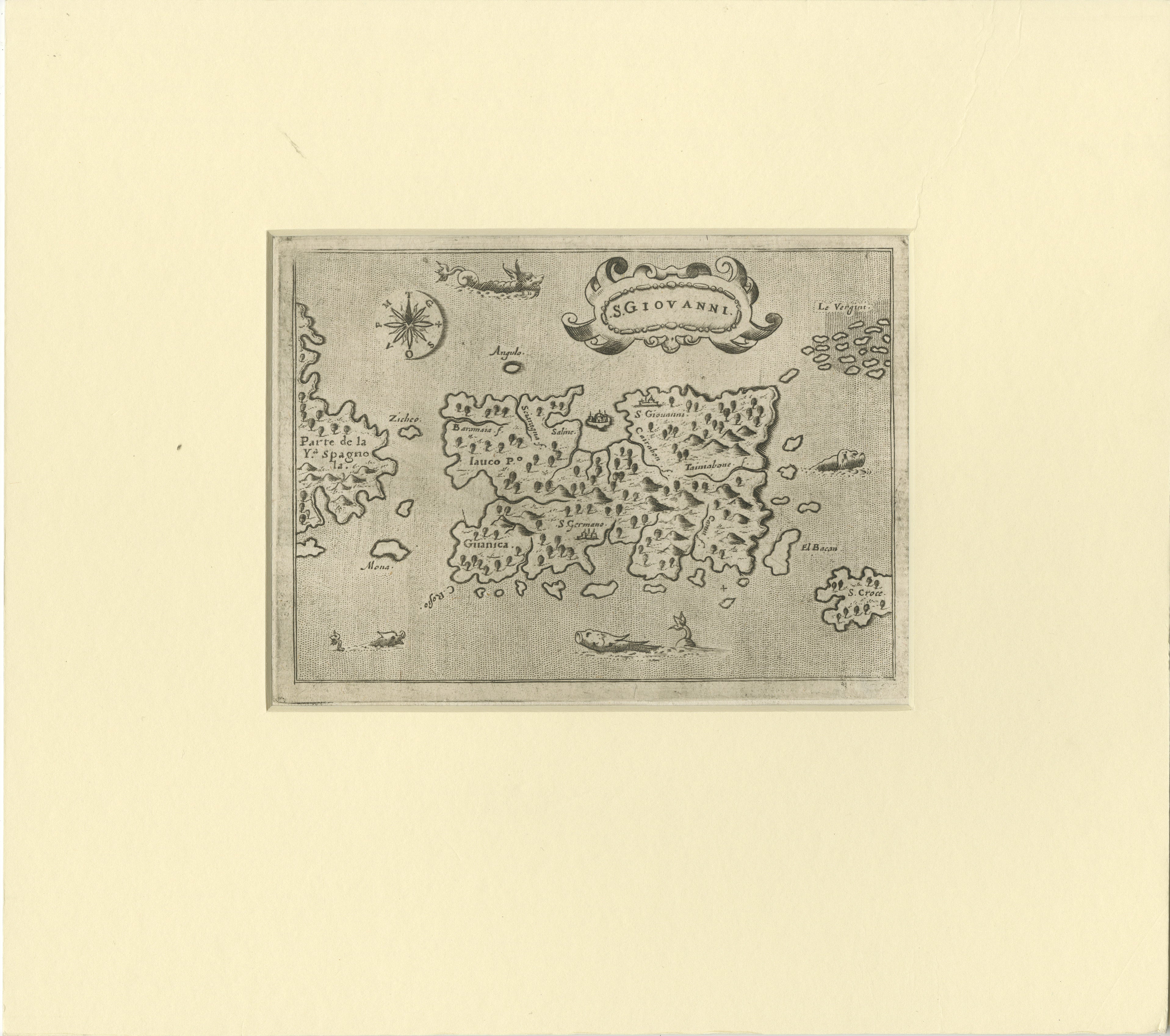 Title: S.Giovanni
Publication Info: Venice
Date: 1572
Place created: Venice

Marvelous example of Porcacchi's map of the Island of Puerto Rico. One of the earliest obtainable maps of the Island and one of the few published in the 16th Century.