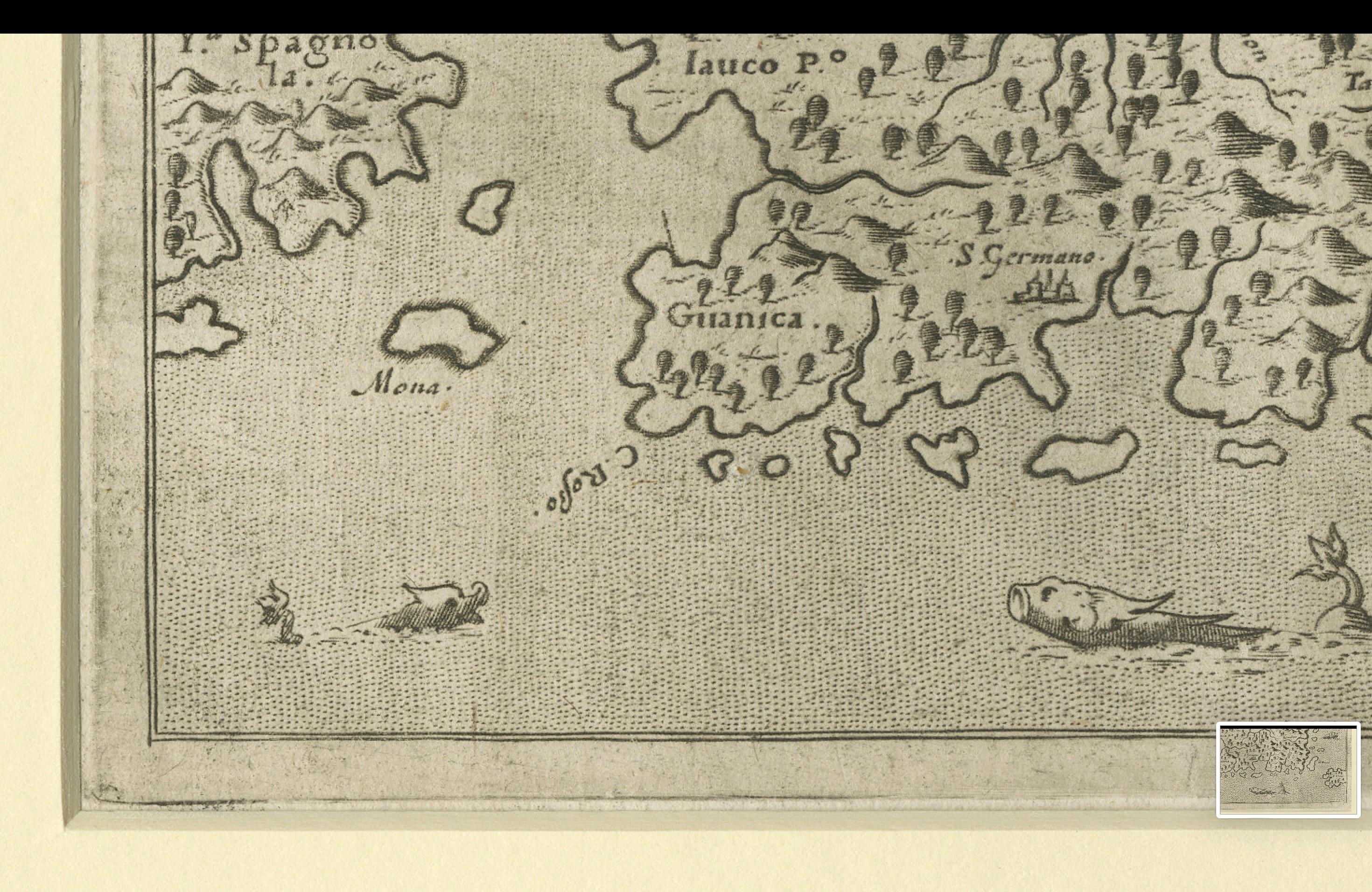 Early Map of Puerto Rico Printed in Venice by G. F. Camocio in 1571 In Good Condition In Langweer, NL