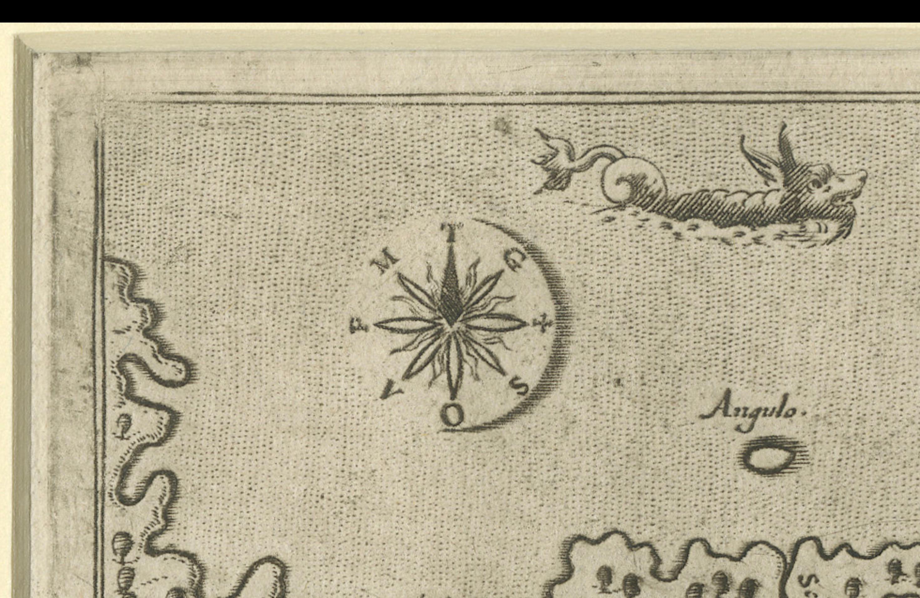 Paper Early Map of Puerto Rico Printed in Venice by G. F. Camocio in 1571