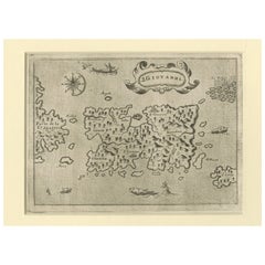 Used Early Map of Puerto Rico Printed in Venice by G. F. Camocio in 1571