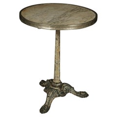 Early Marble and Cast Iron Bistro Table from France, 1940s
