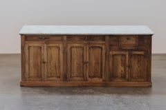 Early Marble And Oak Bakery Counter From France, Circa 1940