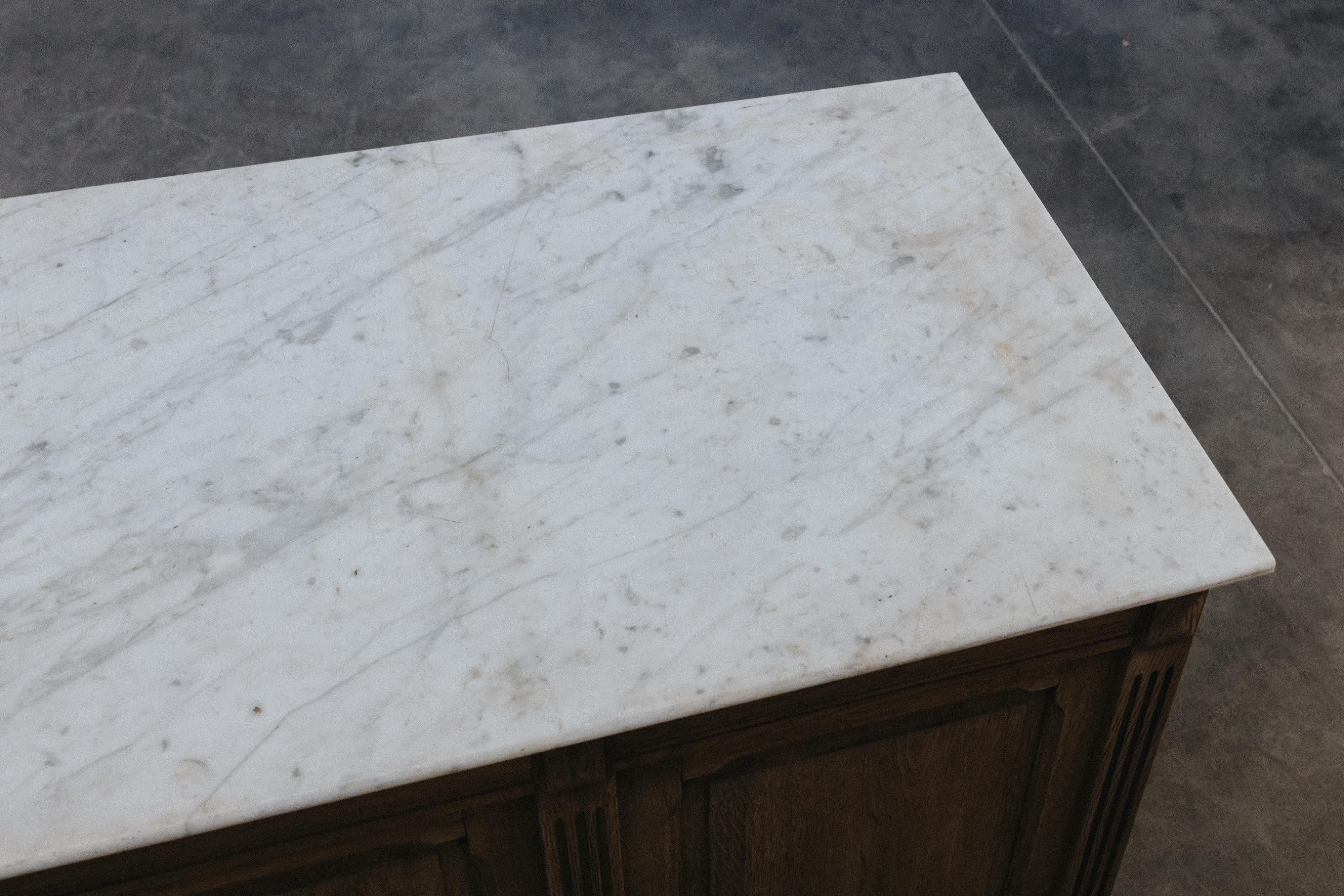 Early Marble And Oak Bakery Counter From France, Circa 1940 For Sale 3
