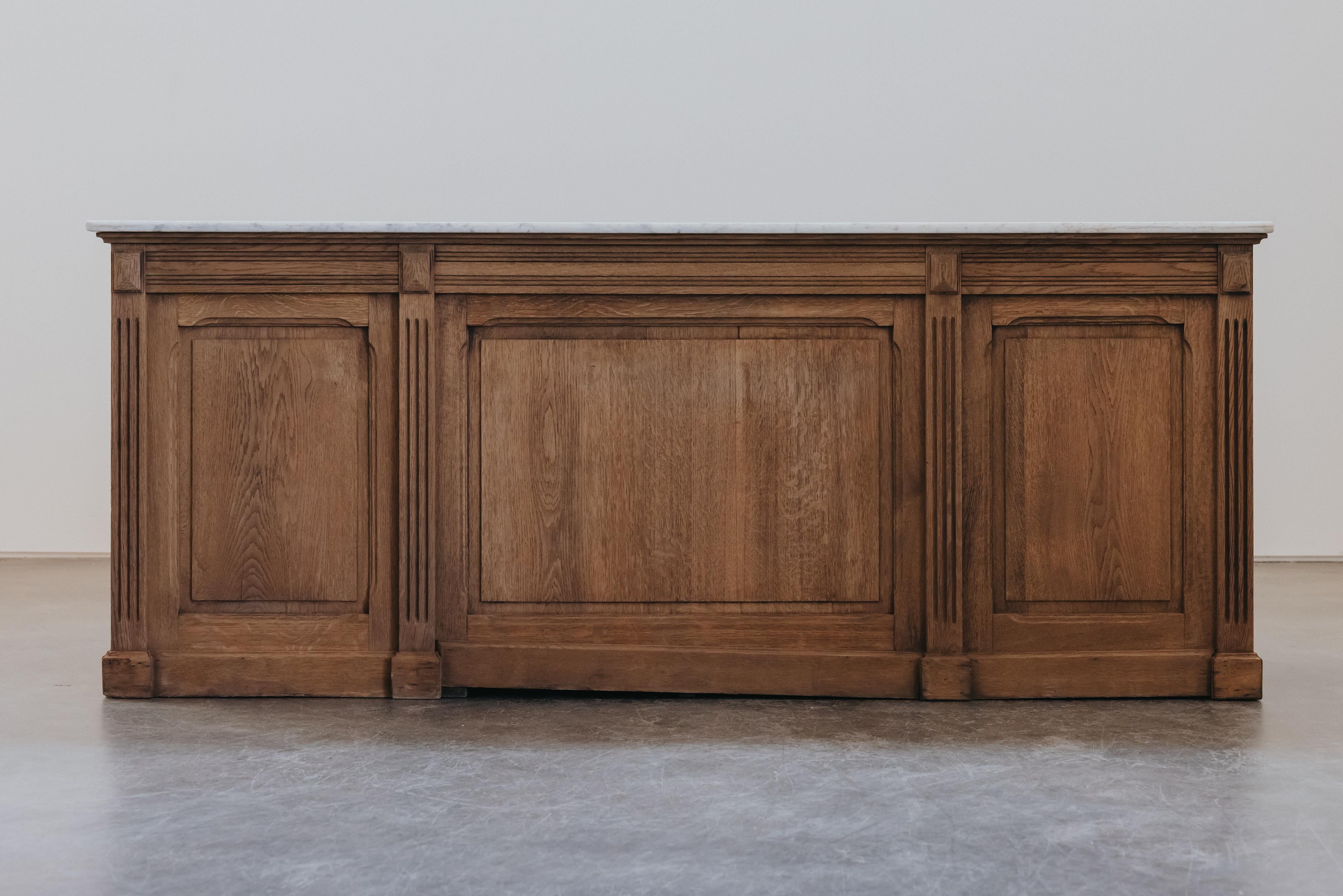 Early Marble And Oak Bakery Counter From France, Circa 1940 For Sale 4
