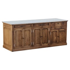 Early Marble And Oak Bakery Counter From France, Circa 1940