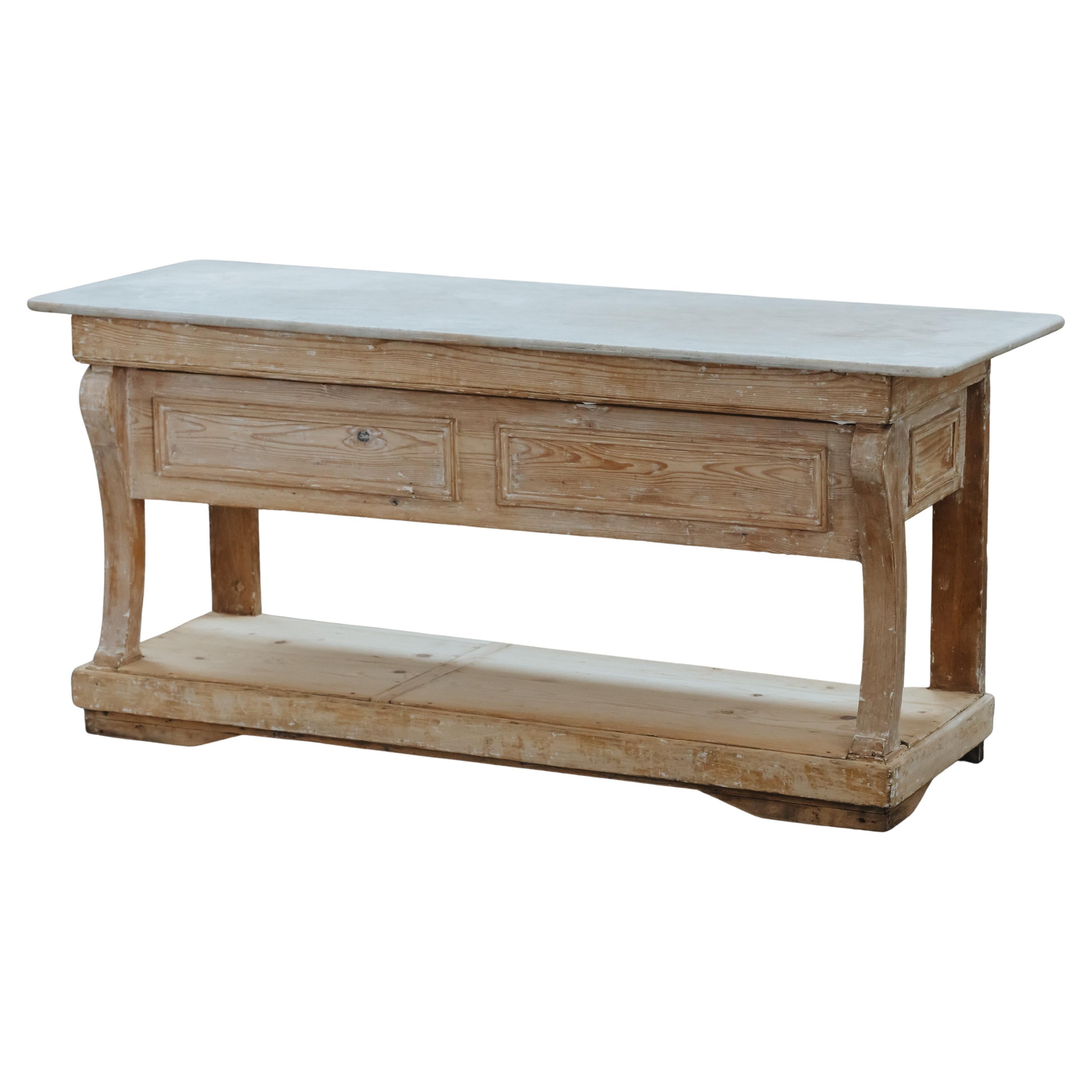 Early Marble Bakery Table From France, Circa 1850