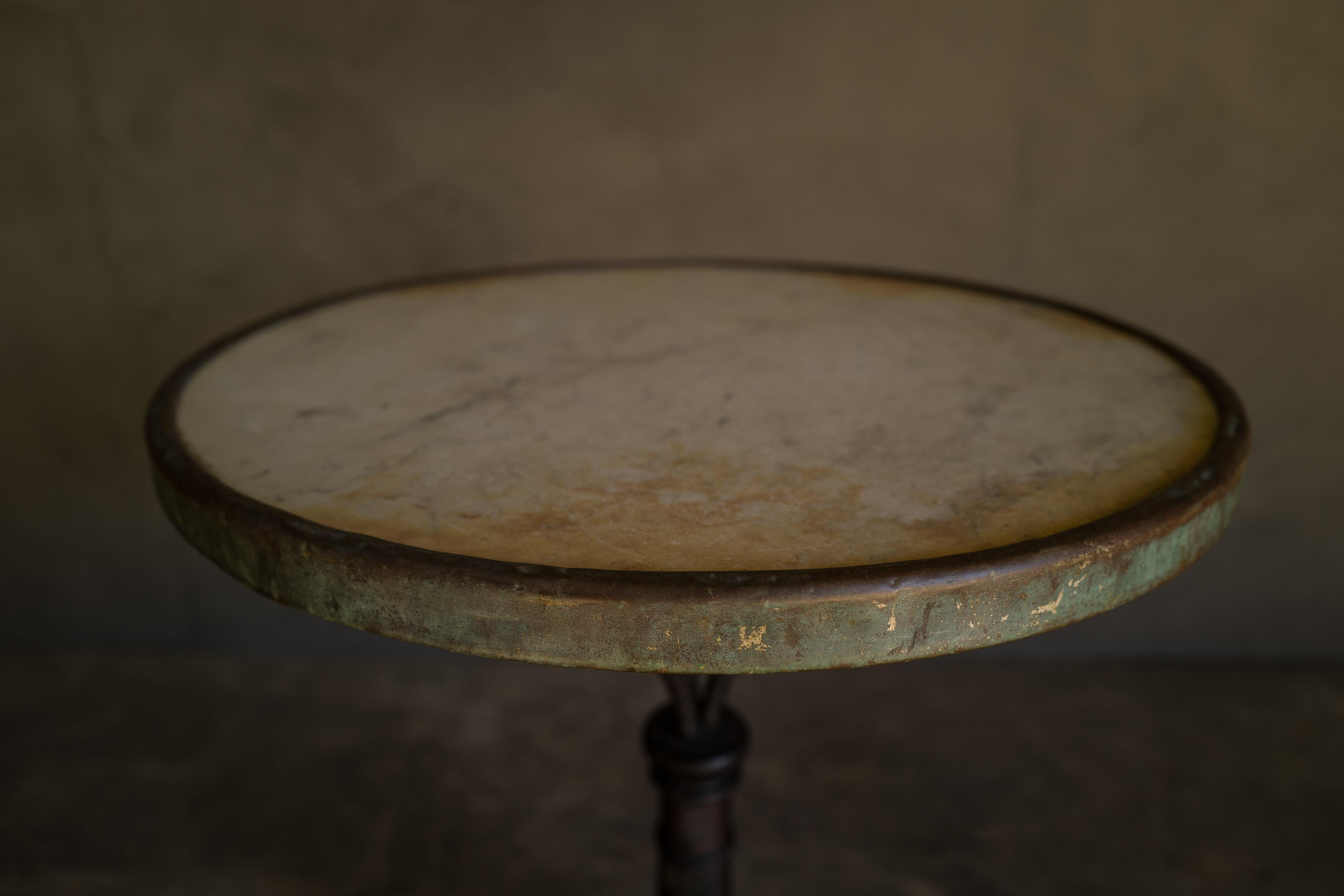 European Early Marble Bistro Table from France, circa 1940